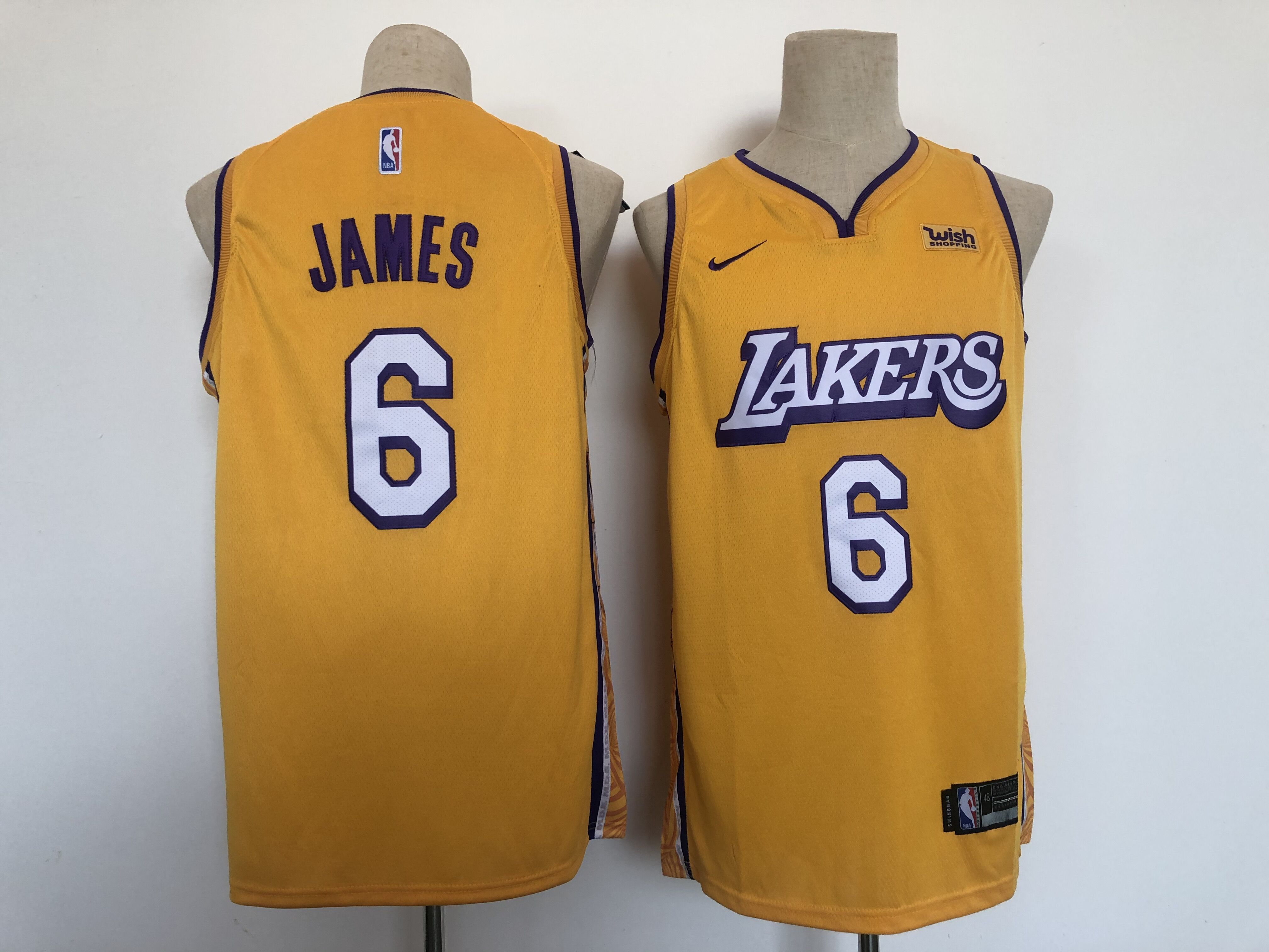 Men Los Angeles Lakers 6 James Yellow City Edition Nike 2021 NBA Jersey
